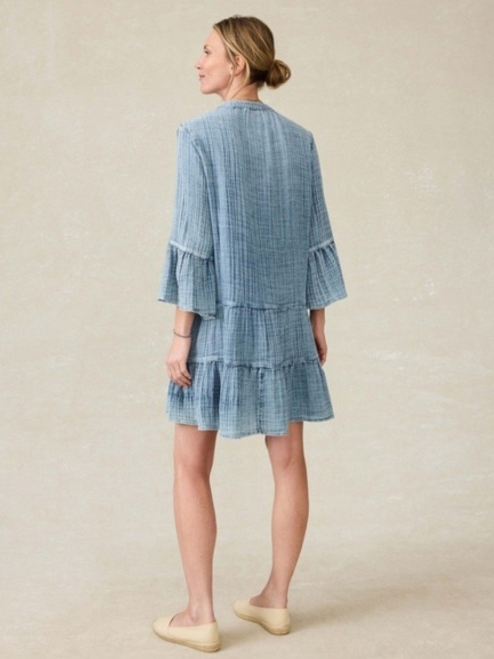 Faherty Kasey Organic Cotton Tiered Dress Size XS - Picture 9 of 14